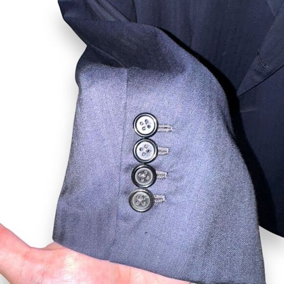 Navy Oxxford Clothes Bespoke 3 Roll 2 Suit Jacket Size 46R - Picture 7 of 11